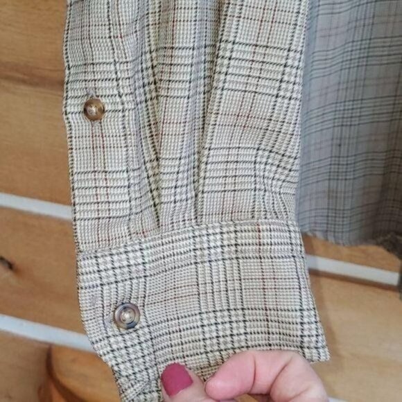 Pendleton Vintage Sz L‎ Brown Plaid 100% Wool LS Casual Button Shirt w Pockets - Picture 6 of 12